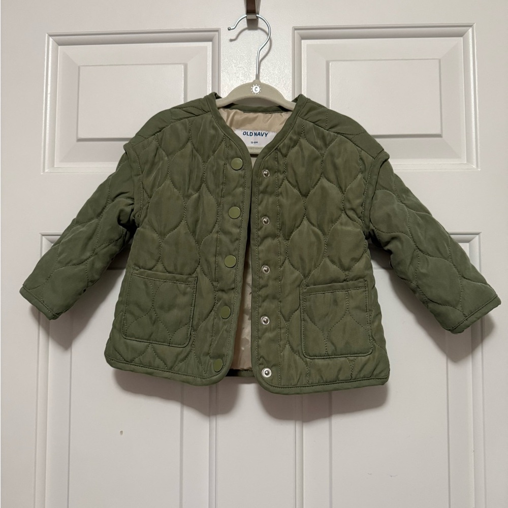 Toddler Olive Quilted Puffer Jacket
